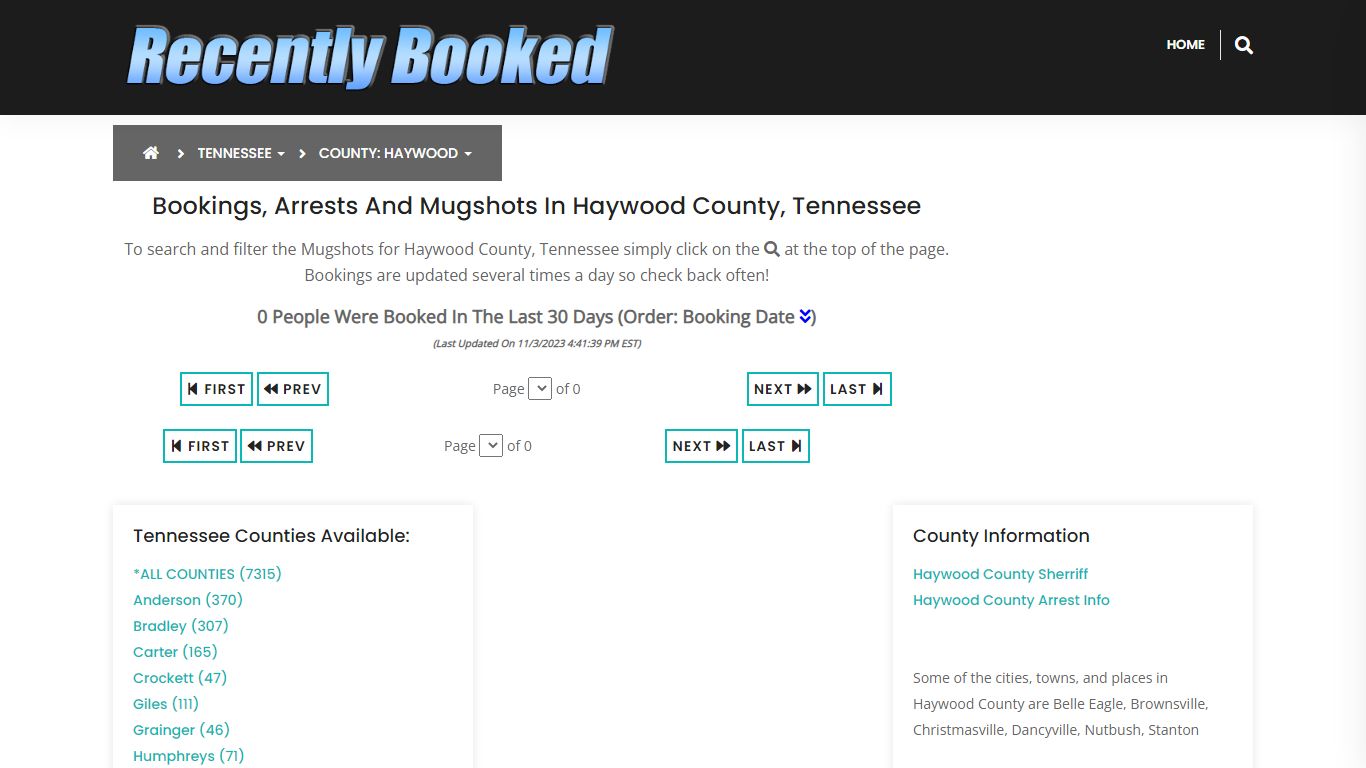 Bookings, Arrests and Mugshots in Haywood County, Tennessee