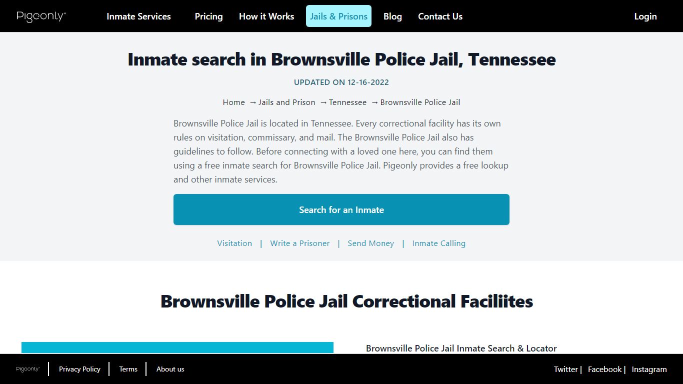 Inmate Search Brownsville Police Jail, Tennessee | Pigeonly